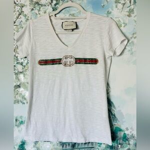 Women’s Gucci V-neck cotton tshirt size 40 IT